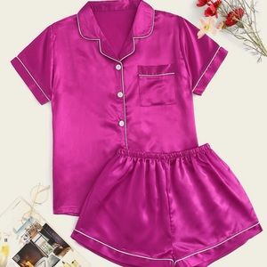 SHEIN satin pink pajamas